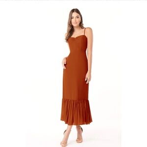 Azazie Rust A-Line Chiffon Wedding Bridesmaid Dress